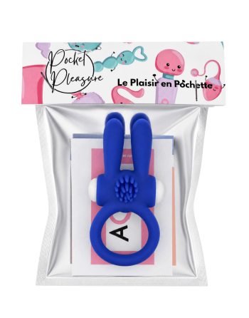 Anneau Vibrant Rabbit Bleu Silicone  1 dosette de lubrifiant — Pocket Pleasure