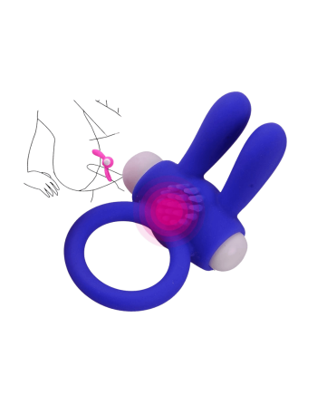 Anneau Vibrant Rabbit Bleu Silicone  1 dosette de lubrifiant — Pocket Pleasure