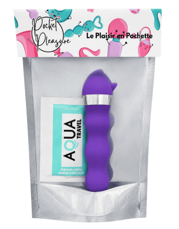 Mini Vibromasseur violet ondulés Pocket Pleasure  1 dosette de lubrifiant