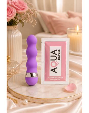 Mini Vibromasseur violet ondulés Pocket Pleasure  1 dosette de lubrifiant