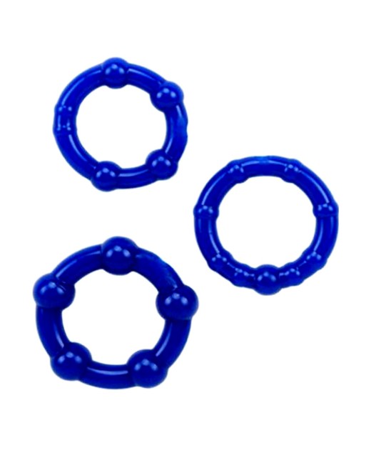 Pack 3 cockring bleus avec billes 