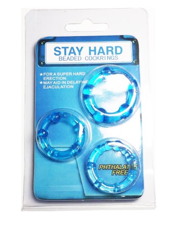 Pack 3 cockring bleus avec billes 