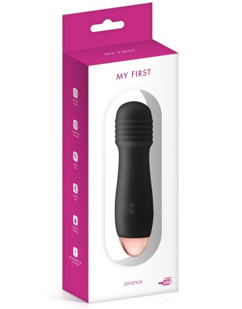 Vibromasseur noir 7 vitesses USB tête strié 