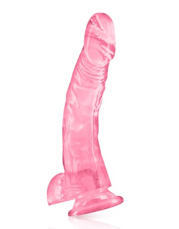 Gode jelly courbe rose ventouse taille XL 22cm 