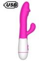 Vibromasseur rabbit USB rose avec gland 30 programmes