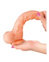 Gode réaliste veiné ventouse va-et-vient prépuce testicules billes mouvantes 20 cm 