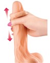 Gode réaliste veiné ventouse va-et-vient prépuce testicules billes mouvantes 18.5cm 