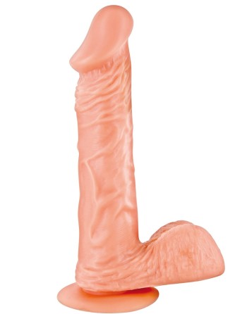 Gode réaliste grande longueur veiné avec testicules et ventouse 23cm 