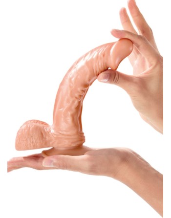 Gode réaliste grande longueur veiné avec testicules et ventouse 23cm 