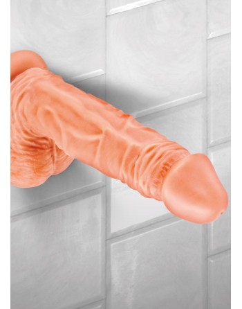 Gode réaliste grande longueur veiné avec testicules et ventouse 23cm 