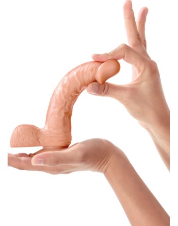 Gode réaliste veiné avec testicules et ventouse 18cm 