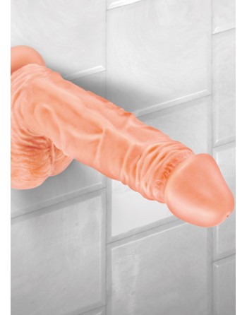 Gode réaliste veiné avec testicules et ventouse 18cm 
