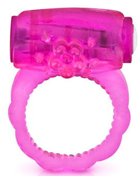 Cockring rose vibrant avec stimulation du clitoris 