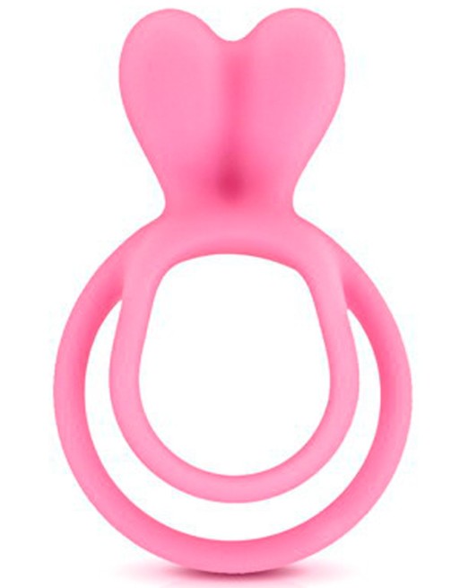 Double cockring rose avec stimulateur de clitoris 