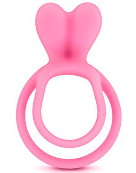 Double cockring rose avec stimulateur de clitoris 