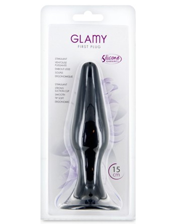 Plug anal noir 15cm avec ventouse 