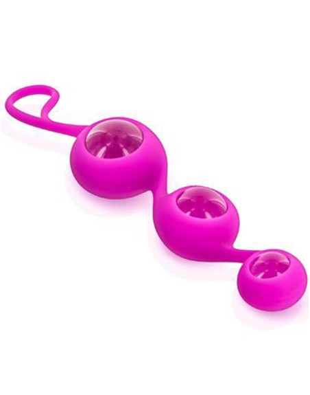 Triple boules de Geisha rose verre et silicone 