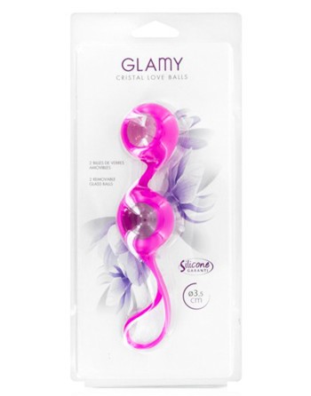Boules de Geisha rose verre et silicone 