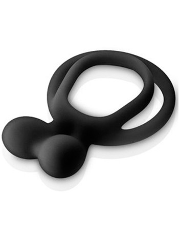 Double cockring noir avec stimulateur de clitoris 