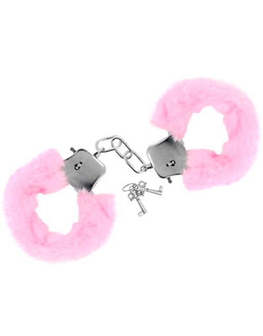Menottes fourrure roses de poignets avec sécurité 