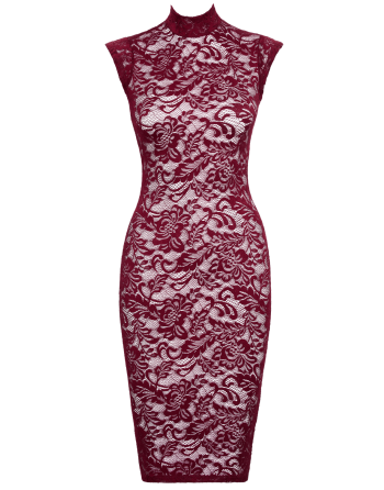 Robe moulante en dentelle rouge bordeaux - Cottelli