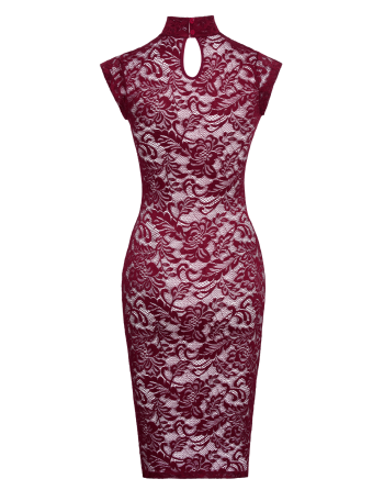 Robe moulante en dentelle rouge bordeaux - Cottelli