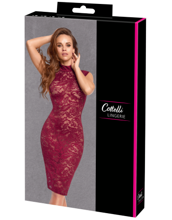 Robe moulante en dentelle rouge bordeaux - Cottelli