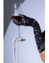 Une paire de gants satinés noirs avec strass - Mapalé