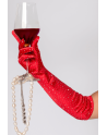 Une paire de gants satinés rouges avec strass - Mapalé