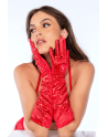 Une paire de gants satinés rouges avec strass - Mapalé