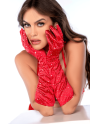 Une paire de gants satinés rouges avec strass - Mapalé
