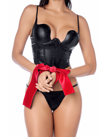 Accessoire coquin en satin réversible noir  rouge 