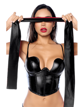 Accessoire coquin en satin réversible noir  rouge 