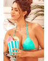 Bikini Turquoise Vinyle avec Chaînettes 
