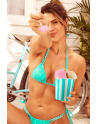 Bikini Turquoise Vinyle avec Chaînettes 