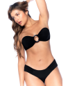 Bikini Bandeau Noir avec Anneau Central 