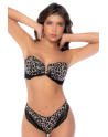 Bikini Bandeau Léopard avec Dentelle 