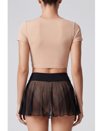 Mini jupe noire en résille transparente Stella