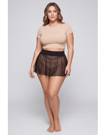 Mini jupe noire en résille transparente Stella