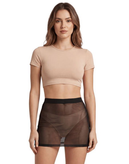 Jupe noire en résille transparente Maya