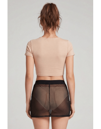Jupe noire en résille transparente Maya