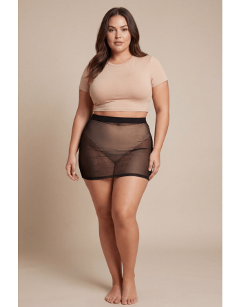 Jupe noire en résille transparente Maya