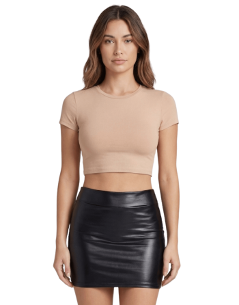 Jupe noire en simili cuir mat Sifia