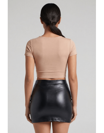 Jupe noire en simili cuir mat Sifia