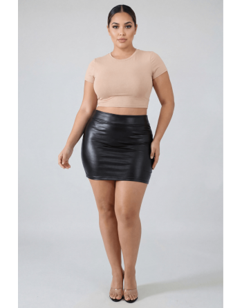 Jupe noire en simili cuir mat Sifia