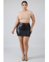Jupe noire en simili cuir mat Sifia