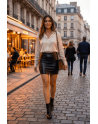 Jupe noire en simili cuir mat Sifia