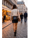 Jupe noire en simili cuir mat Sifia