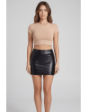 Jupe noire en simili cuir mat Sifia