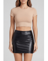 Jupe noire en simili cuir mat Sifia